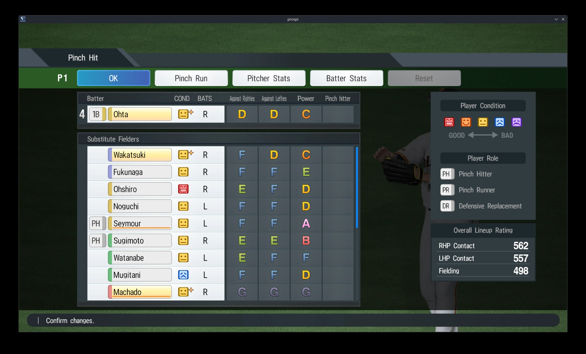 English 2026 Pinch Hit selection menu