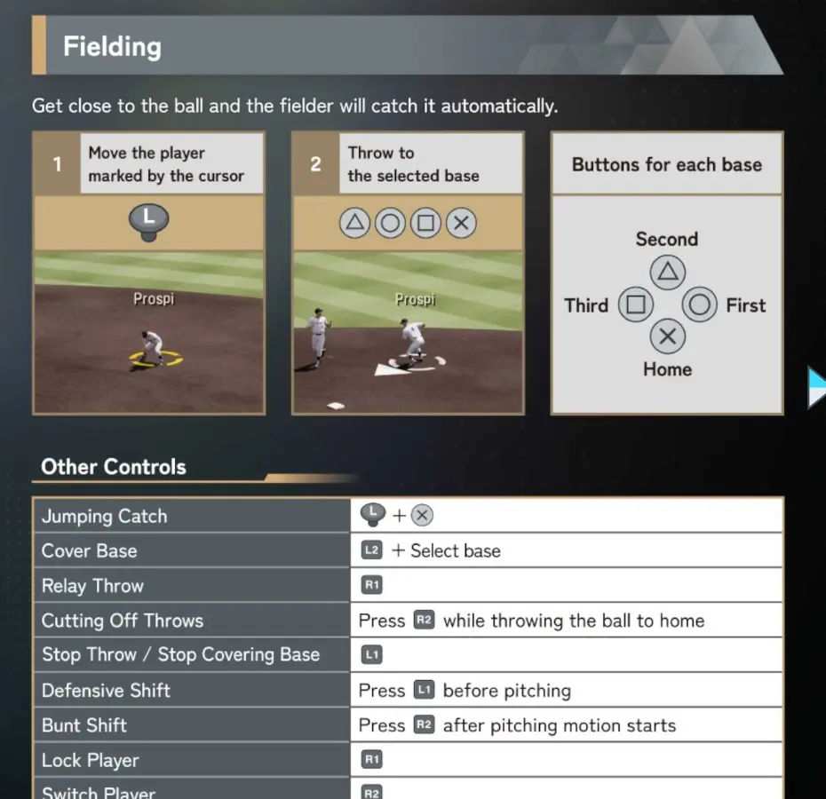 Official fielding controls