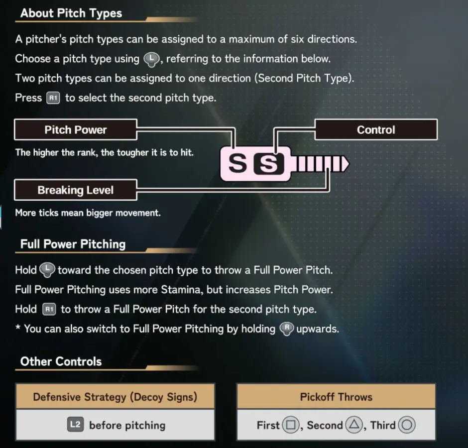 Official pitching controls