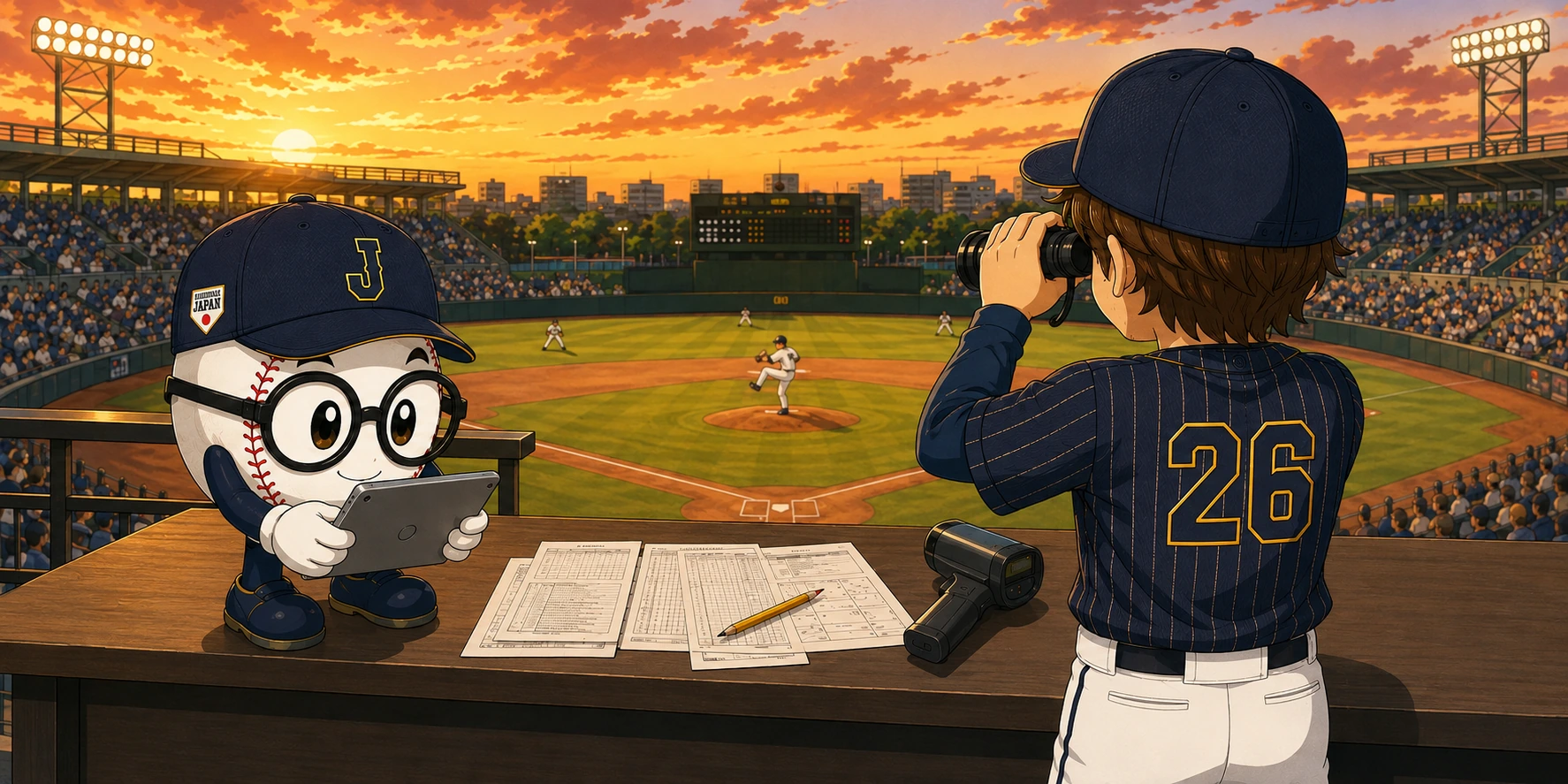 Takumi and Sato evaluating baseball draft prospects