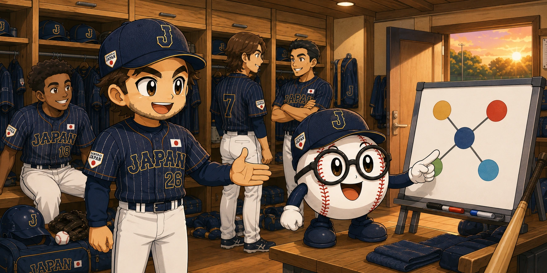 Takumi and Sato discussing player roles and Team Chemistry