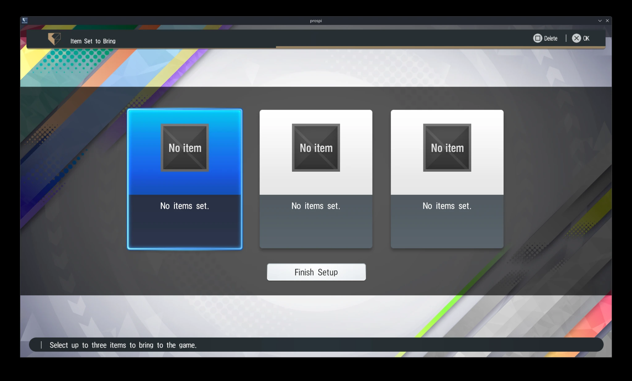 Grand Prix three-slot Game Item setup