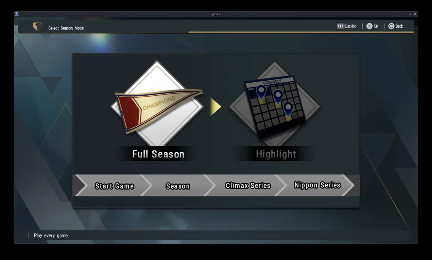 Full Season and Highlight selection