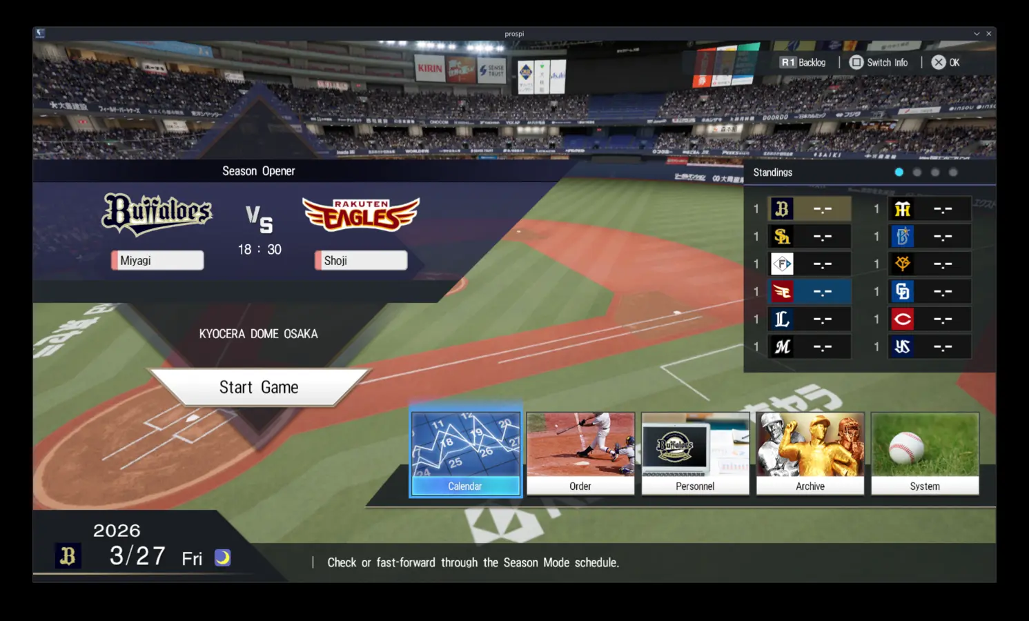 Season Mode main hub