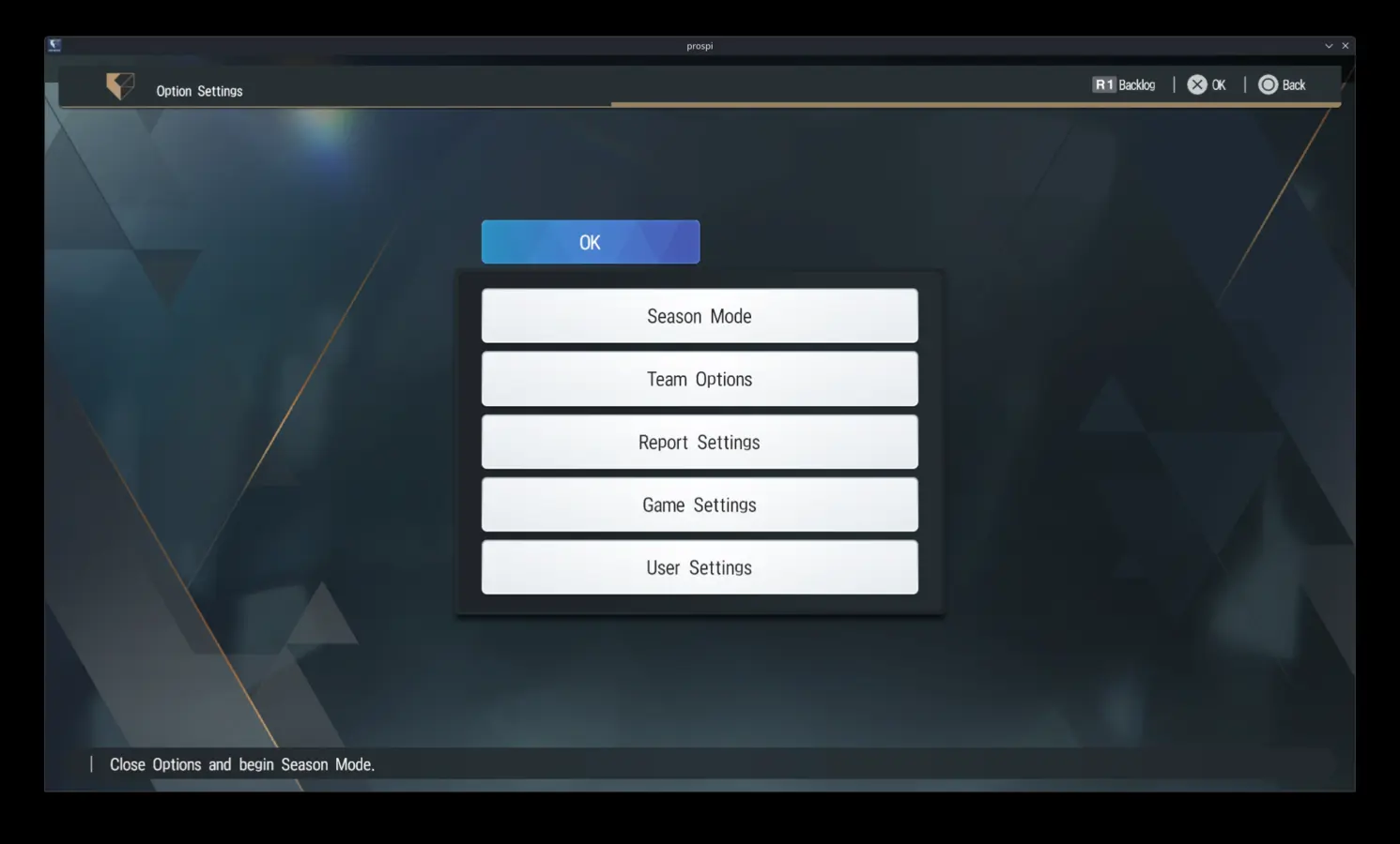 Season Option Settings overview